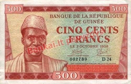 500 Frankų banknoto priekinė pusė