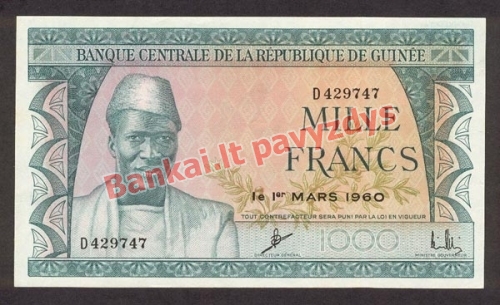 1000 Frankų banknoto priekinė pusė