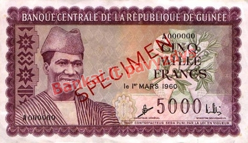 5000 Frankų banknoto priekinė pusė
