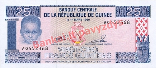 25 Frankų banknoto priekinė pusė