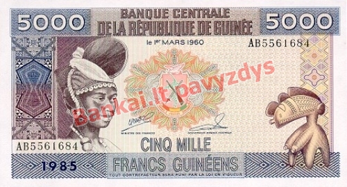 5000 Frankų banknoto priekinė pusė