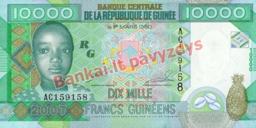 10000 Frankų banknoto priekinė pusė