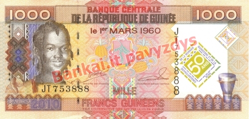 1000 Frankų banknoto priekinė pusė