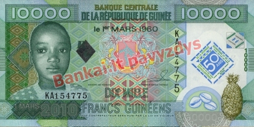 10000 Frankų banknoto priekinė pusė