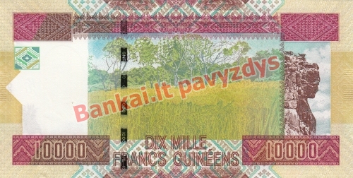 10000 Frankų banknoto galinė pusė