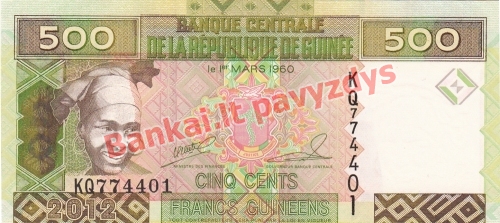 500 Frankų banknoto priekinė pusė