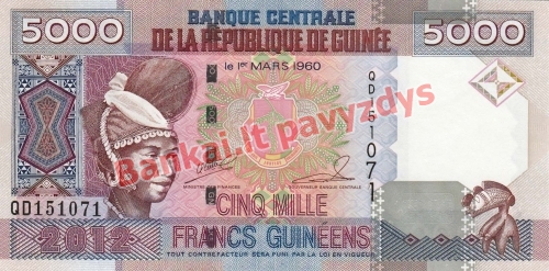 5000 Frankų banknoto priekinė pusė