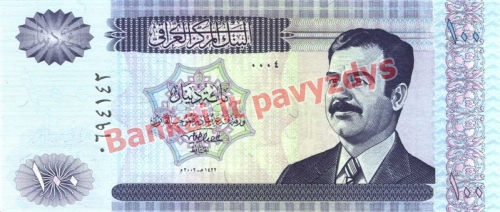 100 Dinarų banknoto priekinė pusė