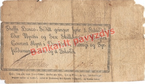 1 Rikisdaluro banknoto galinė pusė