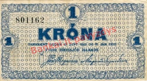 1 Kronos banknoto priekinė pusė