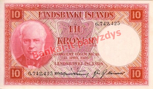 10 Kronų banknoto priekinė pusė