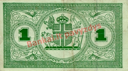 1 Kronos banknoto galinė pusė
