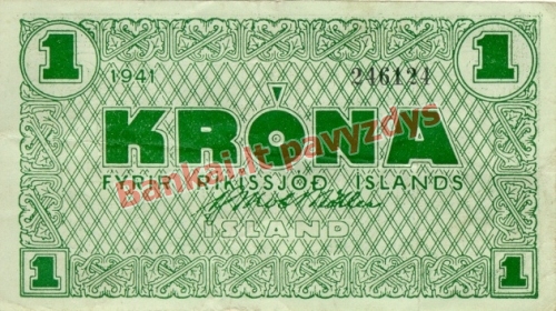 1 Kronos banknoto priekinė pusė
