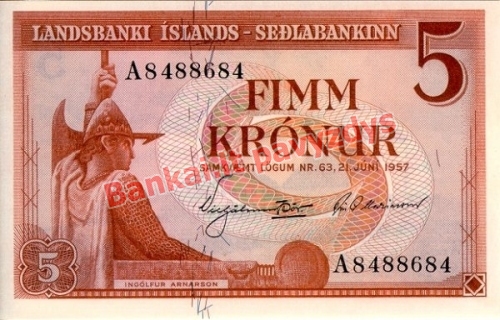 5 Kronų banknoto priekinė pusė