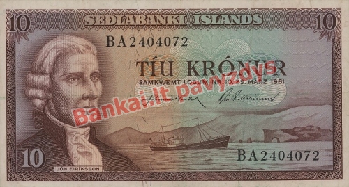 10 Kronų banknoto priekinė pusė