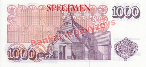 1000 Kronų banknoto galinė pusė