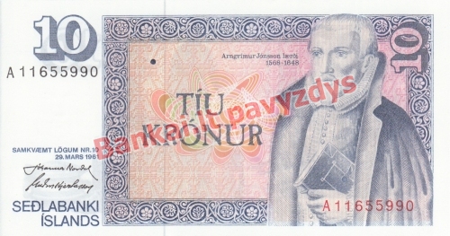 10 Kronų banknoto priekinė pusė