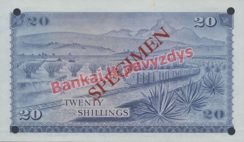 20 Šilingų banknoto galinė pusė