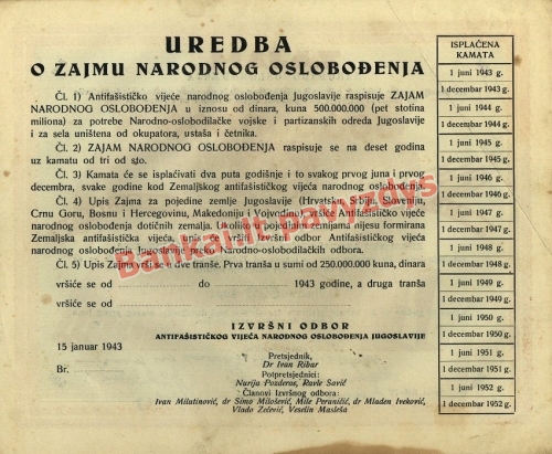 500 Kuna Dinara banknoto galinė pusė