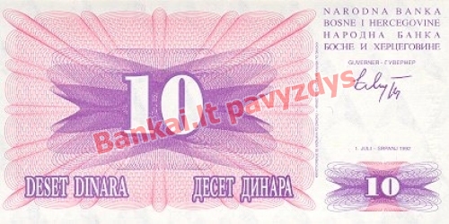 10 Dinara banknoto galinė pusė