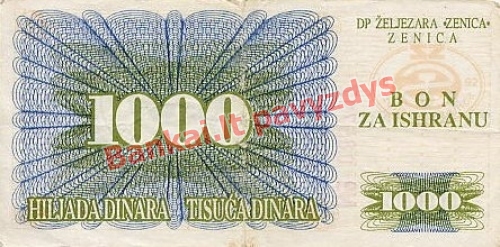 1000 Dinara banknoto priekinė pusė