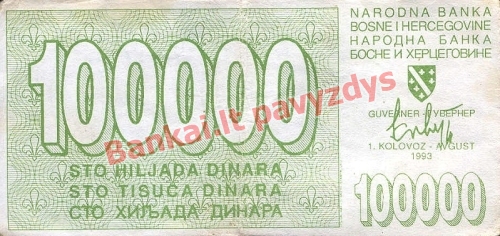 100000 Dinara banknoto priekinė pusė