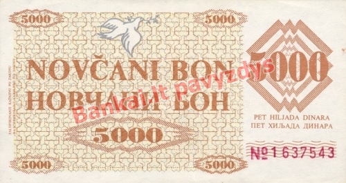 5000 Dinara banknoto priekinė pusė