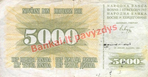 5000 Dinara banknoto galinė pusė