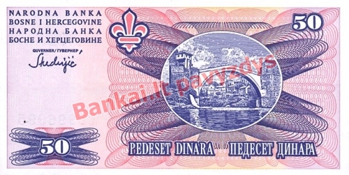 50 Dinara banknoto galinė pusė