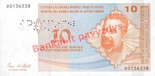 10 Konvertuojamųjų markių banknoto priekinė pusė