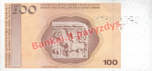 100 Konvertuojamųjų markių banknoto galinė pusė