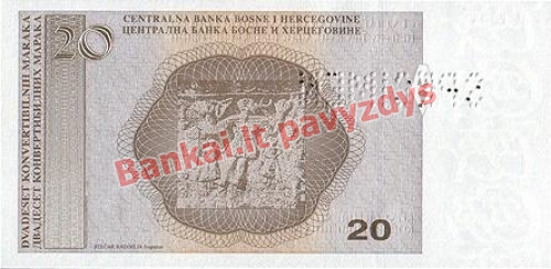 20 Konvertuojamųjų markių banknoto galinė pusė
