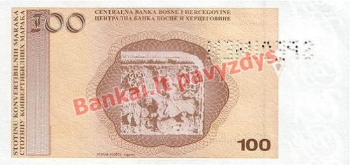 100 Konvertuojamųjų markių banknoto galinė pusė