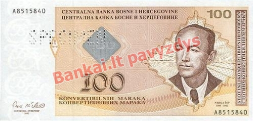100 Konvertuojamųjų markių banknoto priekinė pusė