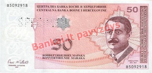 50 Konvertuojamųjų markių banknoto priekinė pusė