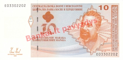 10 Konvertuojamųjų markių banknoto priekinė pusė