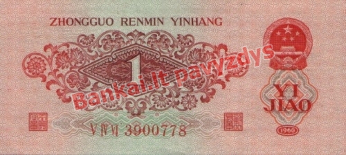1 Jiao banknoto galinė pusė