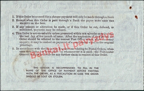 3 Šilingų banknoto galinė pusė