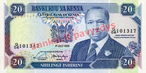 20 Šilingų banknoto priekinė pusė