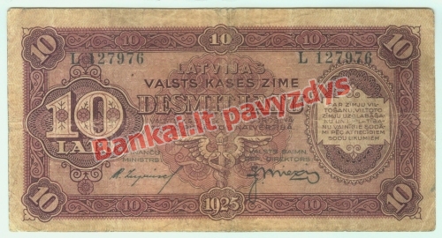 10 Latų banknoto priekinė pusė