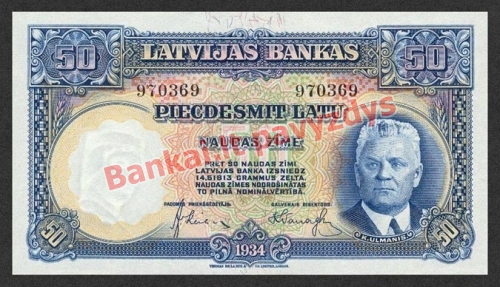 50 Latų banknoto priekinė pusė