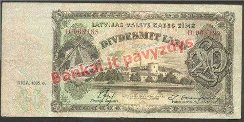 20 Latų banknoto priekinė pusė