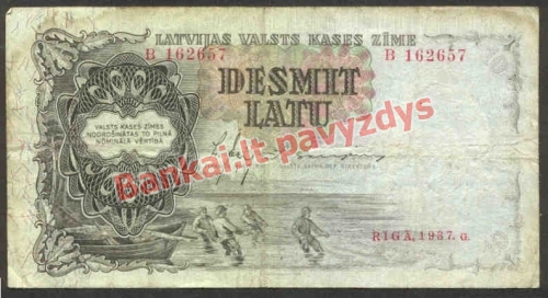10 Latų banknoto priekinė pusė