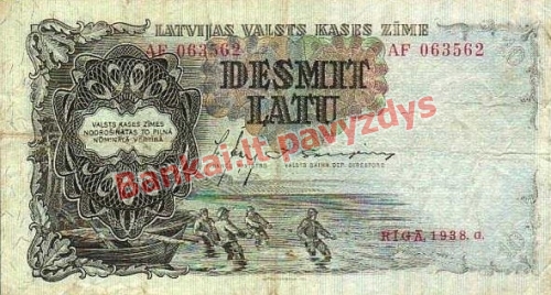 10 Latų banknoto priekinė pusė