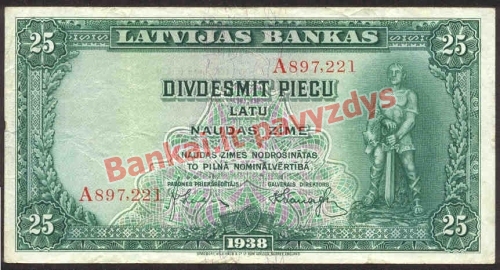 25 Latų banknoto priekinė pusė