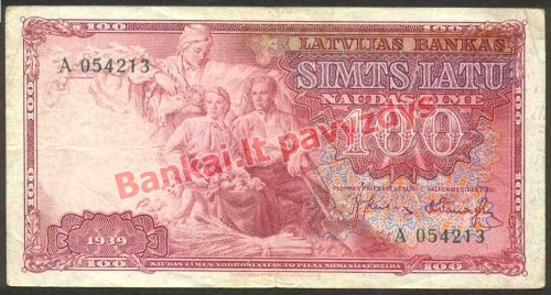 100 Latų banknoto priekinė pusė