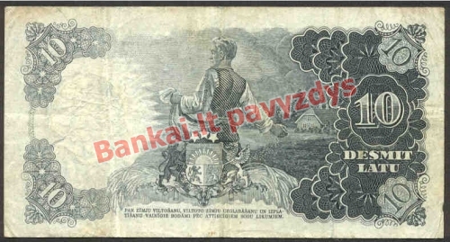 10 Latų banknoto galinė pusė