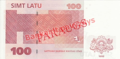 100 Latų banknoto galinė pusė