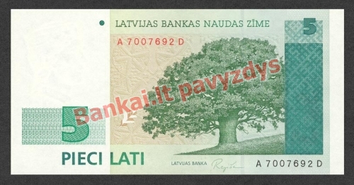 5 Latų banknoto priekinė pusė