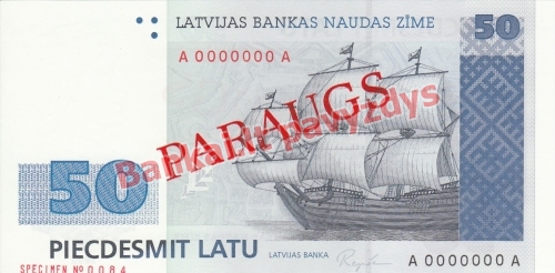 50 Latų banknoto priekinė pusė